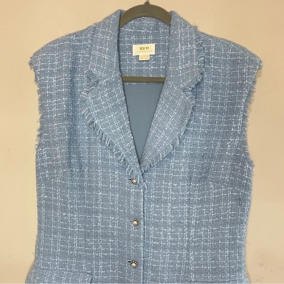 NWOT MAEVE Anthropologie Tweed Sleeveless Blazer Mini Dress, Size 14 - Picture 4 of 13